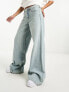 Фото #1 товара Bershka ultra wide leg jeans in bleached wash blue