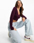 Фото #2 товара Pacsun pointelle long sleeve v-neck top in wine