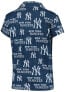Women's New York Yankees Zest Allover Print Button-Up Shirt & Shorts Sleep Set