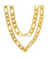 ფოტო #4 პროდუქტის Men's 18k gold Plated Stainless Steel Accented 10mm Figaro Chain Link 24" Necklaces