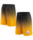 ფოტო #2 პროდუქტის Men's Black, Gold Pittsburgh Steelers Ombre Shorts