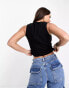 Threadbare Tall cut out front crop top in black