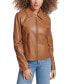 Women's Faux Leather Laydown Collar Jacket