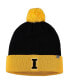 Фото #2 товара Men's Black and Gold Iowa Hawkeyes Core 2-Tone Cuffed Knit Hat with Pom