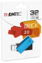 EMTEC C350 Brick 2.0 - 32 GB - USB Type-A - 2.0 - 15 MB/s - Swivel - Black,Blue