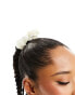 Фото #1 товара True Decadence satin rose hair hair scrunchie in white - CREAM