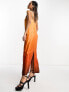 Фото #4 товара Never Fully Dressed satin ombre maxi dress in orange