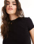 Weekday Close fitted rib t-shirt in black