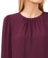 Women's Crewneck Long Sleeve Smocked Ruffle Cuff Blouse