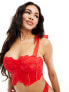 ASOS DESIGN Jacinda lace and satin corset with bows in red