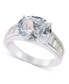 Фото #1 товара Silver-Tone Oval & Baguette Cubic Zirconia Ring, Created for Macy's