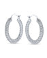 ფოტო #3 პროდუქტის Cubic Zirconia Pave CZ Encrusted Prom Statement Hoop Earrings For Women Brass 1.3 Diameter