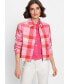 ფოტო #2 პროდუქტის Women's 100% Linen Plaid Cropped Jacket