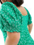 Forever New Curve puff sleeve midi dress in green ditsy floral Grün geblümt, UK 20 - фото #5