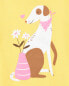 Toddler Dog and Flowers Graphic Tee 5T