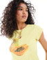 ASOS DESIGN textured shrunken baby tee with papaya graphic in lemon