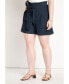 ფოტო #2 პროდუქტის Women's Plus Size Denim Shorts With Belt