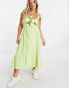 Фото #4 товара New Look Maternity tie strap midi dress with tie front in green gingham