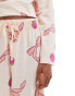 Фото #3 товара ASOS DESIGN Tall bow and fruit long sleeve top & trouser pyjama set in pink