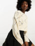 Noisy May pointelle wide neck jumper in cream M - фото #3