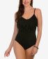 Magicsuit 145097 Women's Blair Fringed Ruched One-Piece Swimsuit Black Sz 16