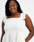 ფოტო #3 პროდუქტის Plus Size Woven Solid Smocked Ruffled Midi Dress, Created for Macy's