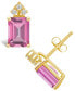 ფოტო #2 პროდუქტის Pink Topaz (4 ct. t.w.) and Diamond (1/8 ct. t.w.) Stud Earrings in 14K Yellow Gold or 14K White Gold