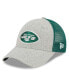 ფოტო #1 პროდუქტის Men's Heather Gray/Green New York Jets Pop Trucker 9FORTY Adjustable Hat