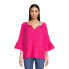 The Pioneer Woman Tiered Ruffle Top Women's Medium 8-10 Pink Cotton 3/4 Sleeves