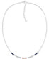 Stainless Steel Red & Blue Link Collar Necklace, 16" + 2" extender