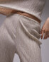 Фото #2 товара Topshop premium soft marl plisse wide leg trouser in beige