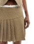 Reclaimed Vintage boxer waistband pleated tailored skirt mini skirt in brown pinstripe