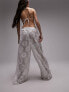 Topshop lace wide leg beach trousers in white M - фото #9