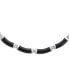 ფოტო #2 პროდუქტის Asian Style Gemstone Black Onyx Strand Contoured Tube Bar Link Collar Necklace For Women .925 Sterling Silver 16 Inch