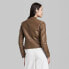 Фото #2 товара Women's Faux Leather Racing Jacket - Wild Fable Brown XL