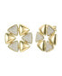 ფოტო #1 პროდუქტის 14k Gold Plated with Cubic Zirconia Pave Large Modern Abstract Flower Stud Earrings