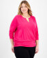 Фото #1 товара Plus Size Hardware-Keyhole Top, Created for Macy's