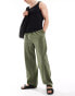 Фото #1 товара COLLUSION textured beach linen trouser in khaki