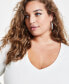 ფოტო #3 პროდუქტის Trendy Plus Size Shine Ribbed V-Neck Top, Created for Macy's