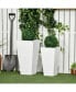 Фото #2 товара 2-Pack Outdoor Planter Set, MgO Flower Pots with Drainage Holes, Durable & Stackable, for Entryway, Patio, Yard, Garden, White
