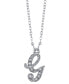 ფოტო #7 პროდუქტის Silver-Tone Crystal Initial Necklace 16" Adjustable