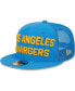 Фото #3 товара Бейсболка-тракер New Era мужская Powder Blue Los Angeles Chargers Stacked Trucker 9FIFTY Snapback Hat