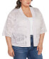 Black Label Plus Size Metallic Pointelle Stitch Cardigan Sweater