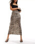 Фото #1 товара Stradivarius jersey midi skirt in leopard print