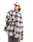 ASOS DESIGN extreme oversized brushed flannel check shirt in purple lila, 2XS - Chest 34 - фото #1