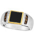 ფოტო #1 პროდუქტის Men's Onyx & Chocolate Diamond (1/6 ct. t.w.) Ring in Sterling Silver & 14k Gold