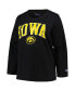 ფოტო #3 პროდუქტის Women's Black Iowa Hawkeyes Plus Size Arch Over Logo Scoop Neck Long Sleeve T-shirt