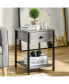 Industrial Grey End Table with Storage Shelf