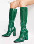 Фото #1 товара Raid Sphere heeled knee boots in green croc