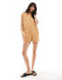 Фото #1 товара ASOS DESIGN twill zip through playsuit in mocha